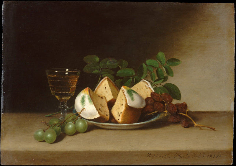 Cake, Grapes and Wine Glass on Table - Still Life Oil Painting - Oil Painting Haven