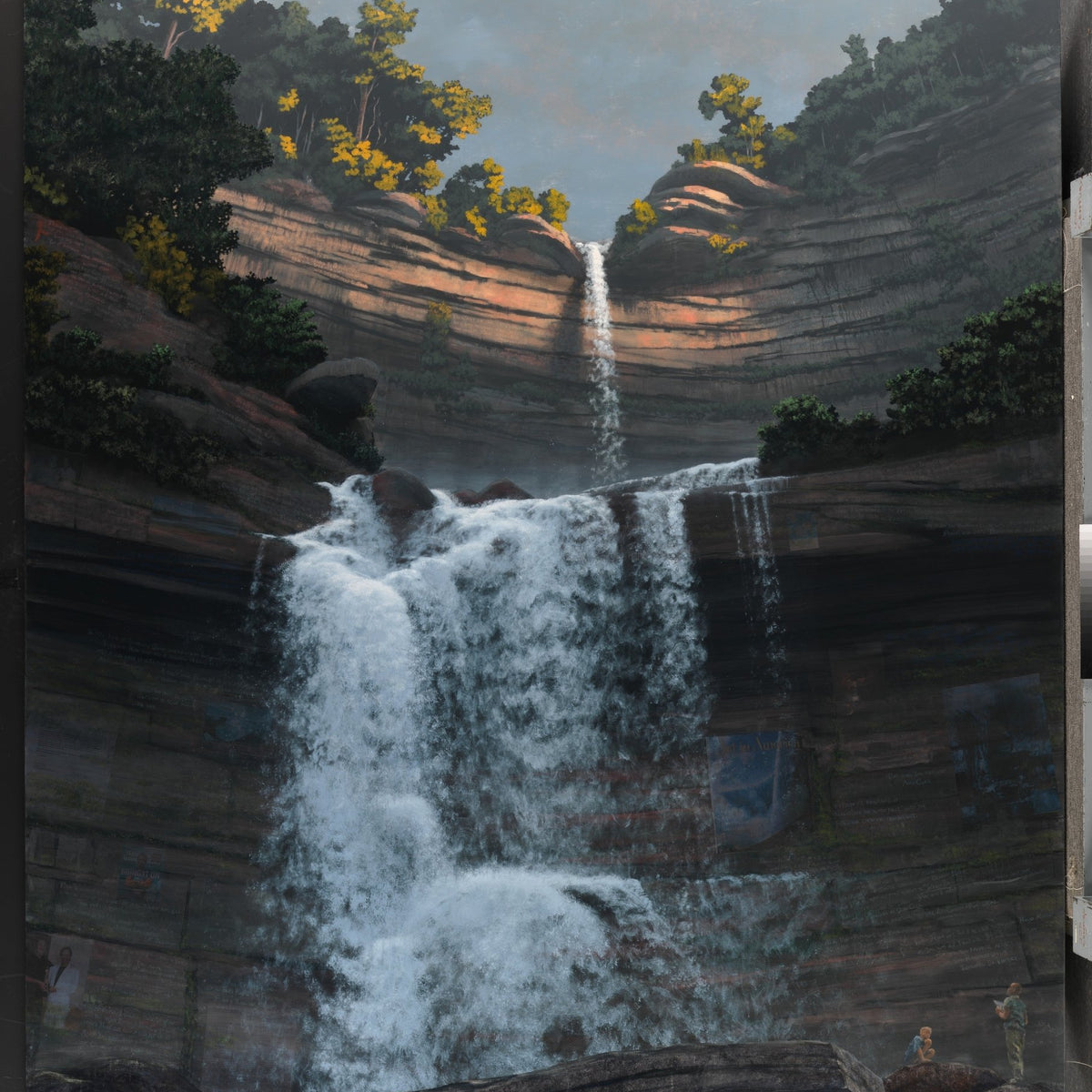 Canyon Waterfall with Forest Cliffs - Landscape Oil Painting - Oil Painting Haven