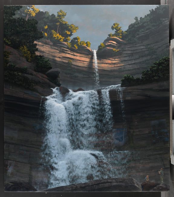 Canyon Waterfall with Forest Cliffs - Landscape Oil Painting - Oil Painting Haven
