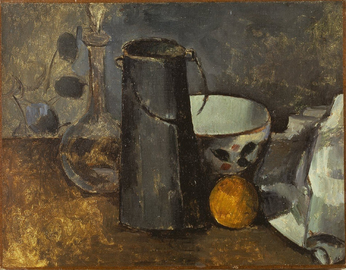Carafe, Milk Can and Orange - Still Life Oil Painting - Oil Painting Haven