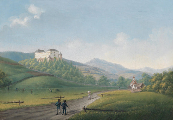 Castle Over Green Hills and Country Road – Landscape Oil Painting - Oil Painting Haven
