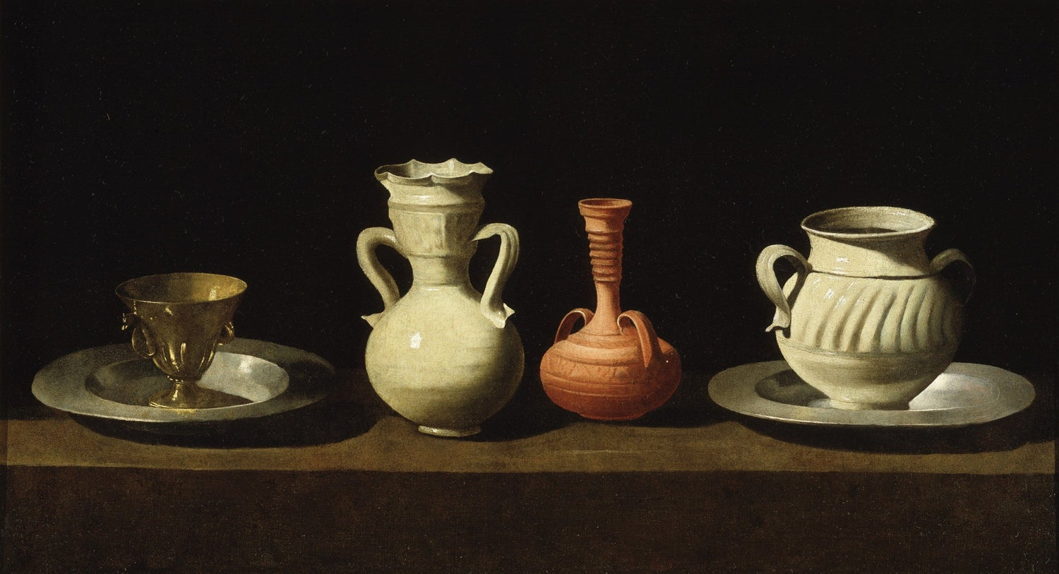 Ceramic Jugs and Brass Cup - Still Life Oil Painting - Oil Painting Haven