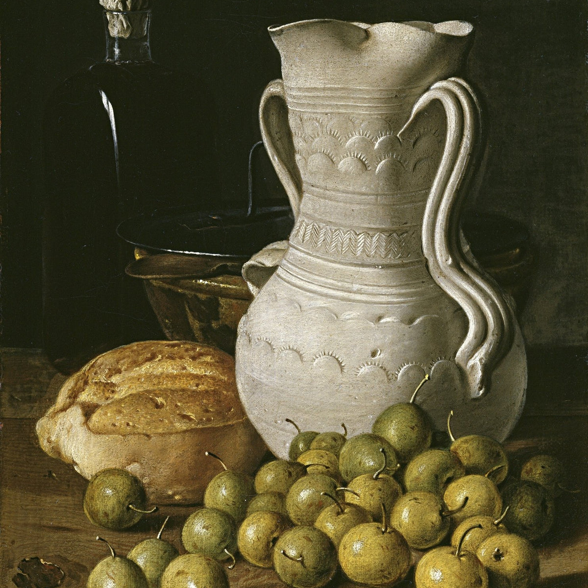Ceramic Pitcher, Pears and Bread - Still Life Oil Painting - Oil Painting Haven