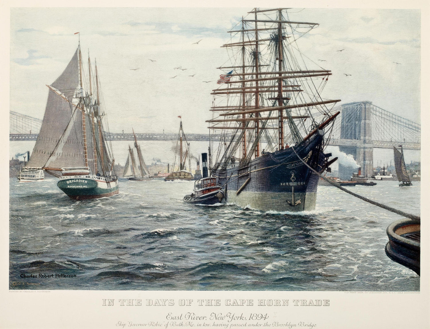 In the days of the Cape Horn Trade-East River, New York, 1894 - Oil Painting Haven