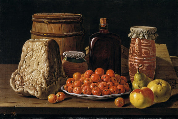 Cheese, Apples and Jar Still Life - Still Life Oil Painting - Oil Painting Haven