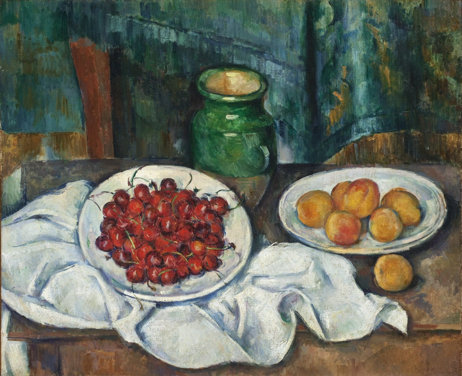 Cherries and Peaches on Table - Still Life Oil Painting - Oil Painting Haven