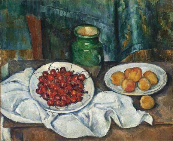 Cherries and Peaches on Table - Still Life Oil Painting - Oil Painting Haven
