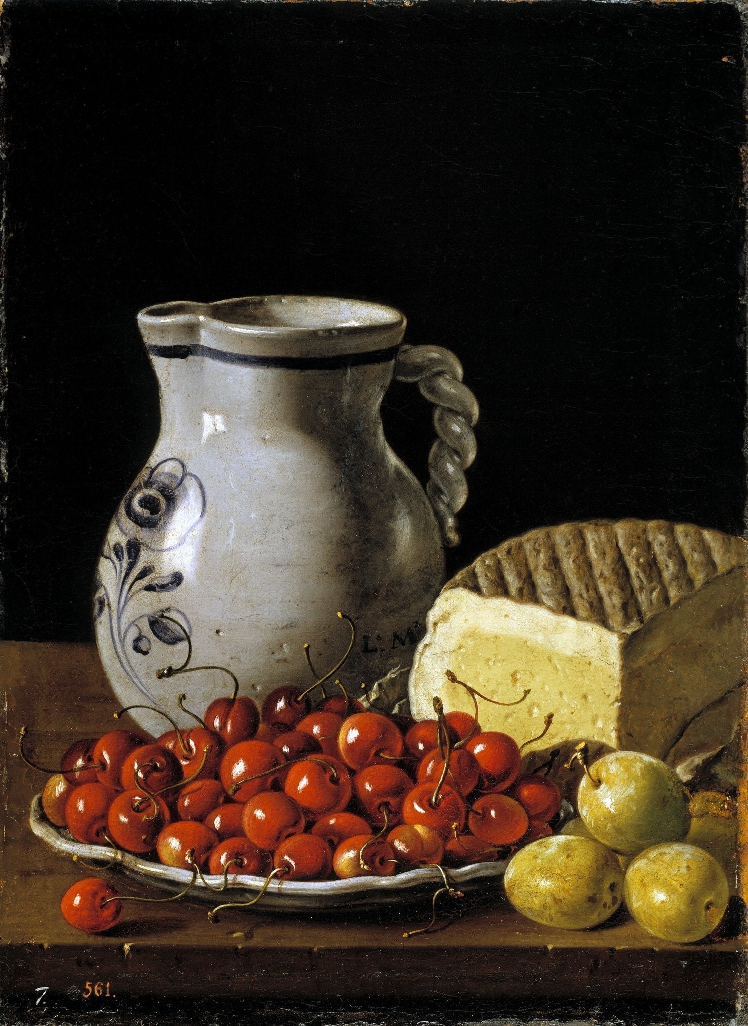 Cherries, Cheese and Ceramic Jug - Still Life Oil Painting - Oil Painting Haven