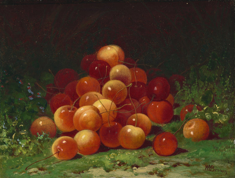 Cherries on Green Ground - Still Life Oil Painting - Oil Painting Haven