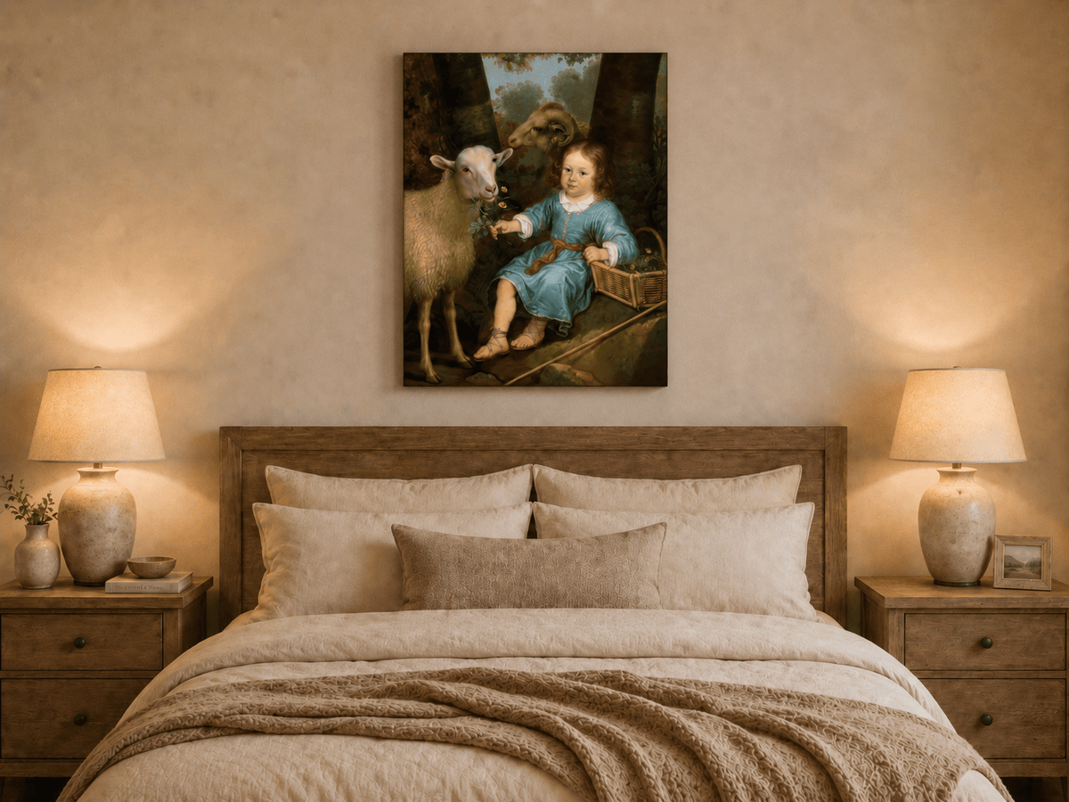 Peinture à l'huile représentant une scène de marché avec volailles et personnages