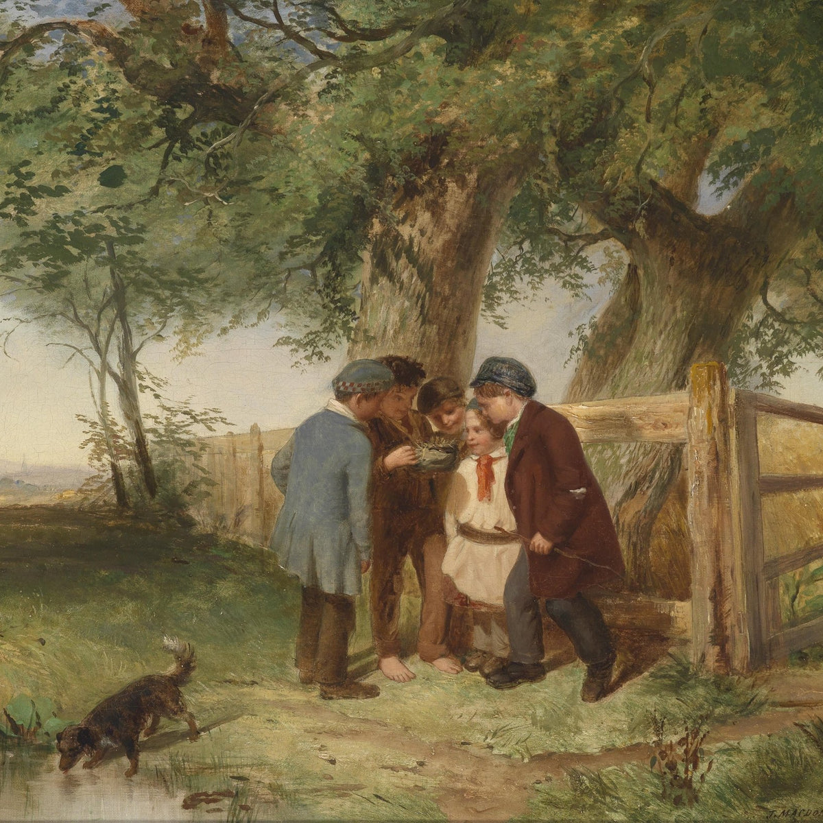 Children Discovering Nature by the Farm Gate - People Oil Painting - Oil Painting Haven