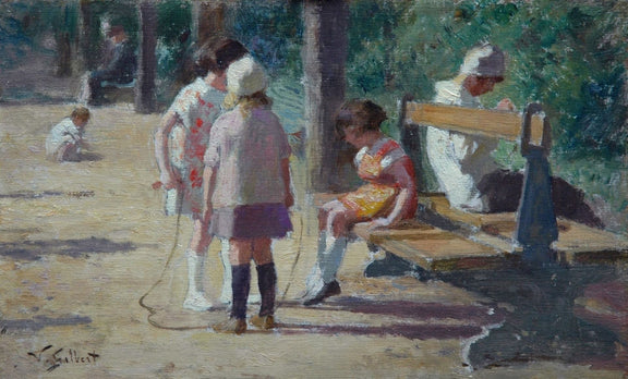 Children Playing in Sunny Park - People Oil Painting - Oil Painting Haven