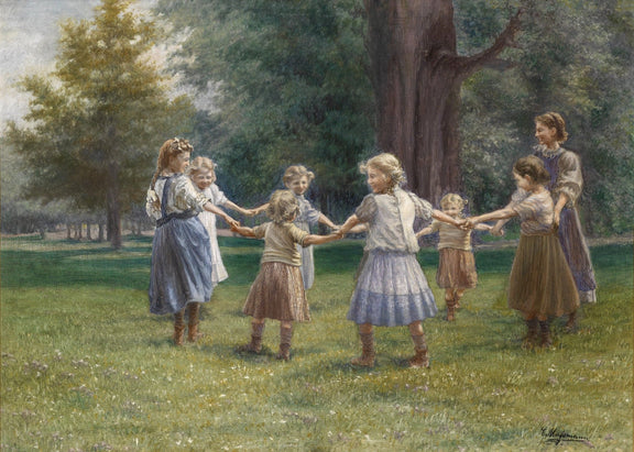 Children Playing Ring Game in Summer Meadow - People Oil Painting - Oil Painting Haven