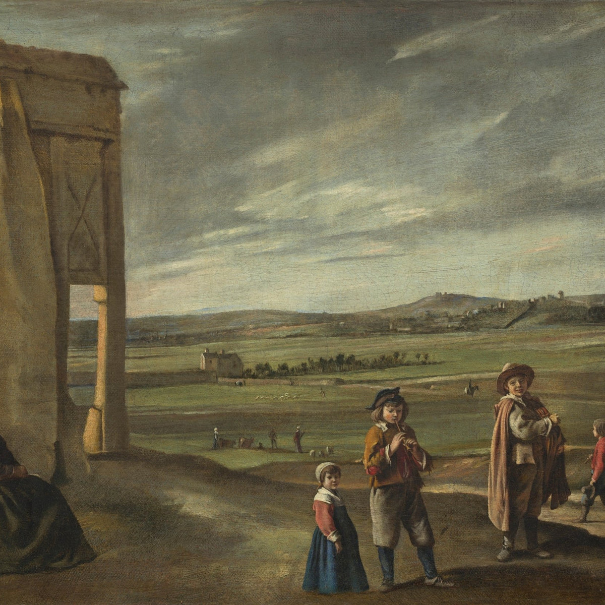 Children Walking Through Countryside Village - People Oil Painting - Oil Painting Haven