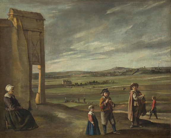 Children Walking Through Countryside Village - People Oil Painting - Oil Painting Haven