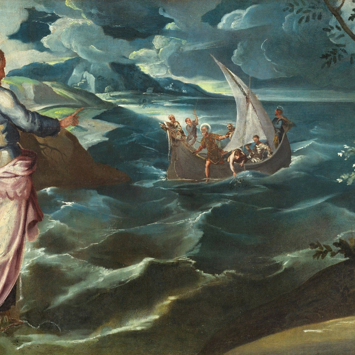 Christ Calling Fishermen on Stormy Sea - People Oil Painting - Oil Painting Haven