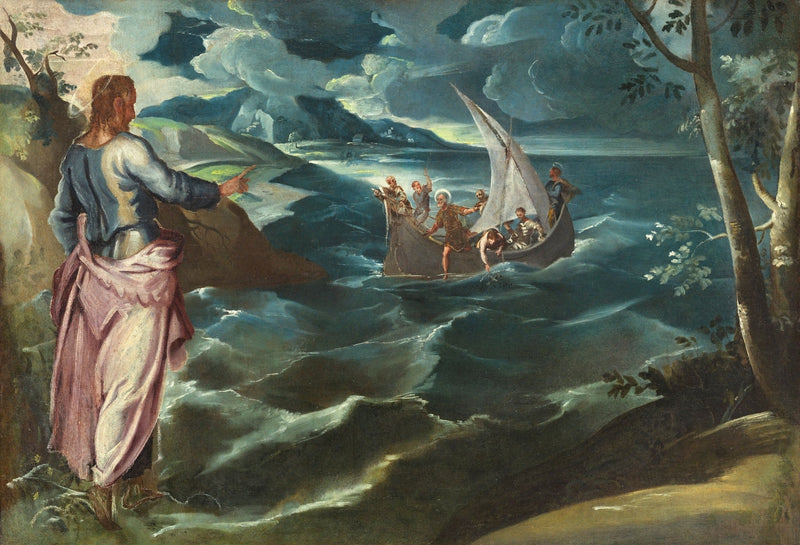 Christ Calling Fishermen on Stormy Sea - People Oil Painting - Oil Painting Haven