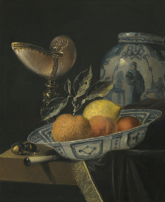 Citrus Fruit and Porcelain Jar Arrangement - Still Life Oil Painting - Oil Painting Haven