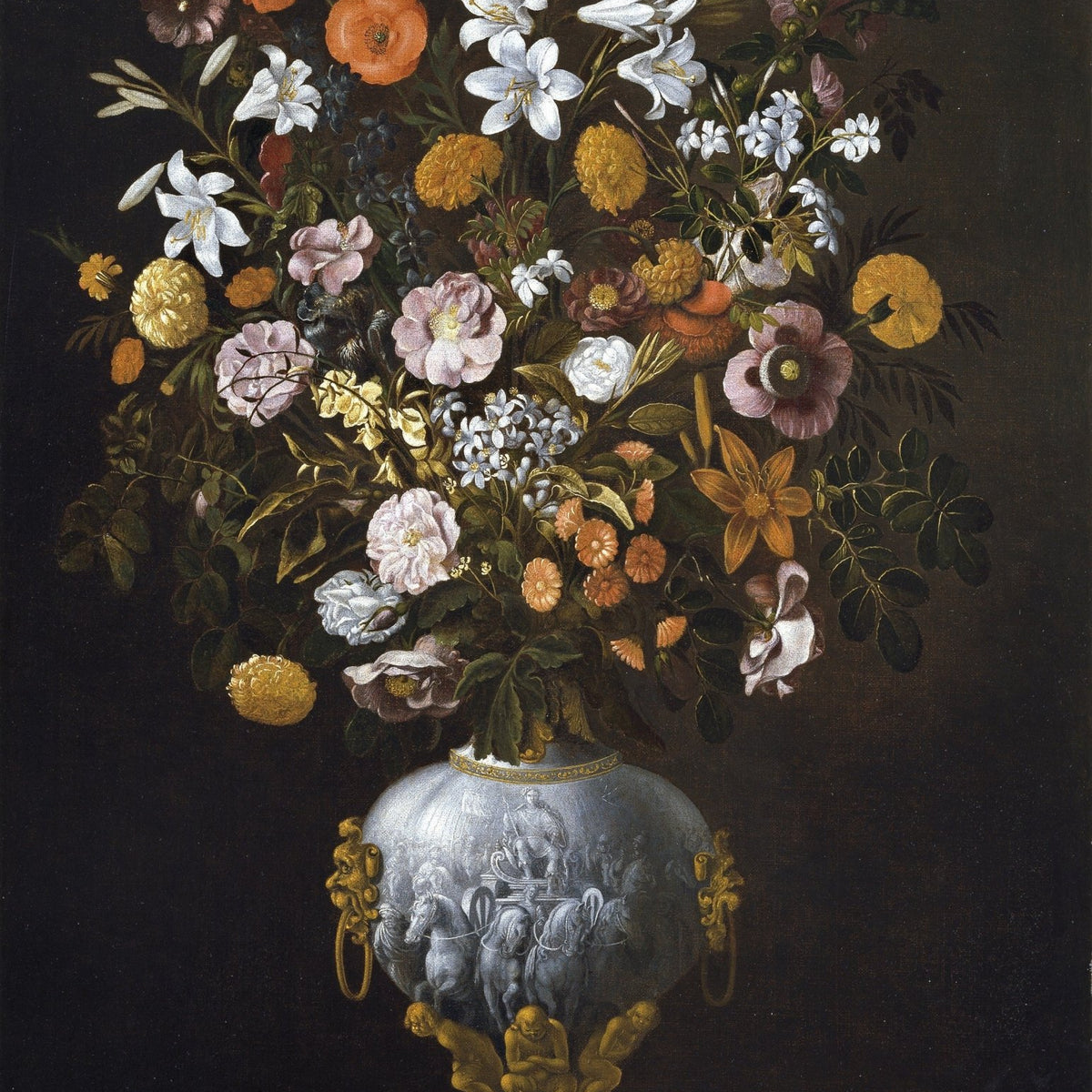 Classic Dutch Floral Bouquet in Ornate Vase – Floral Oil Painting - Oil Painting Haven