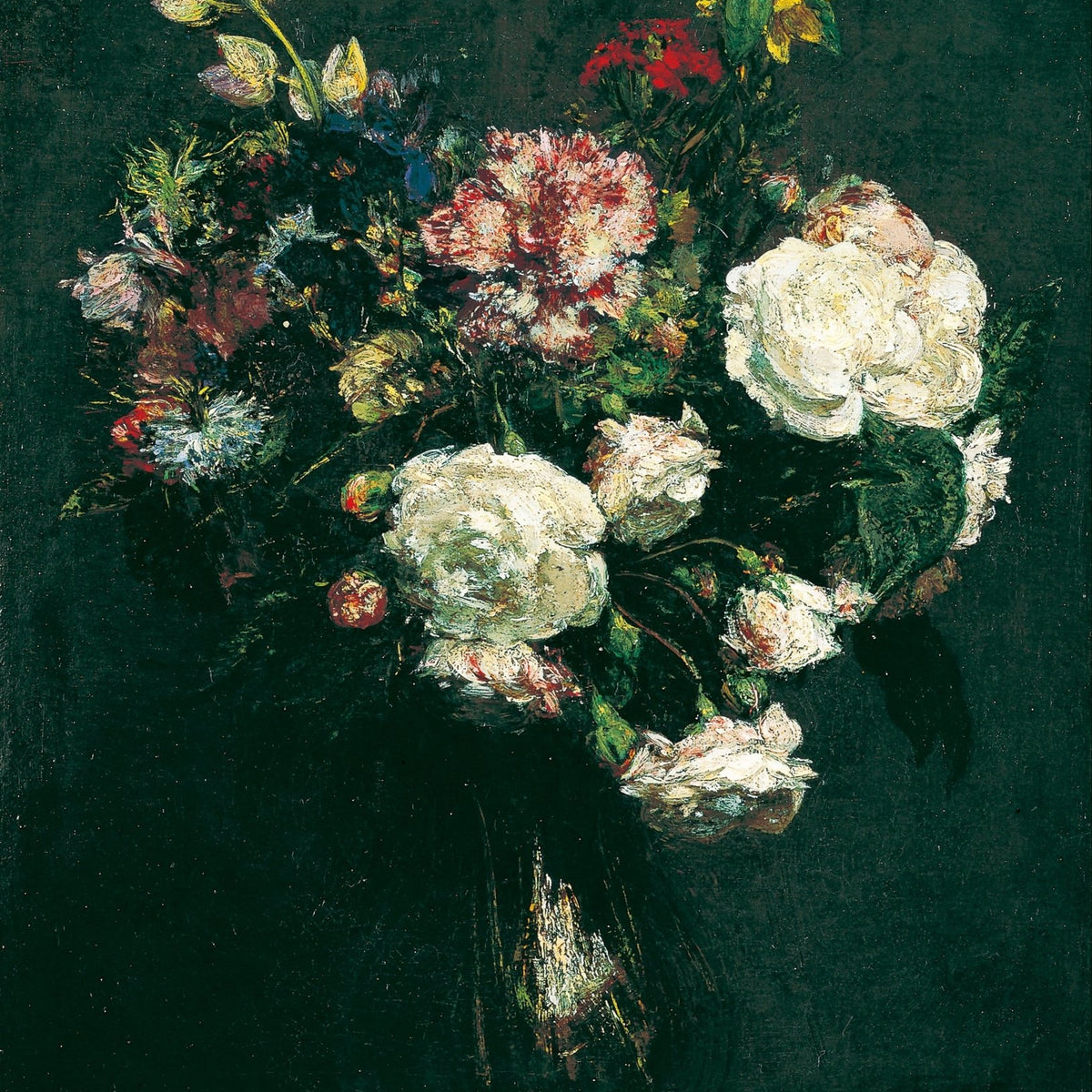 Classic Flower Bouquet in Dark Vase Hand Painted - Floral Oil Painting - Oil Painting Haven
