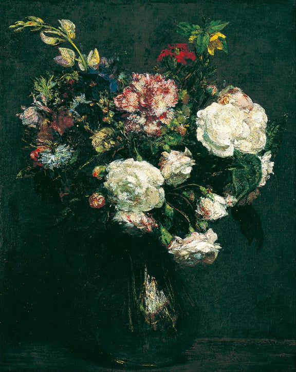 Classic Flower Bouquet in Dark Vase Hand Painted - Floral Oil Painting - Oil Painting Haven