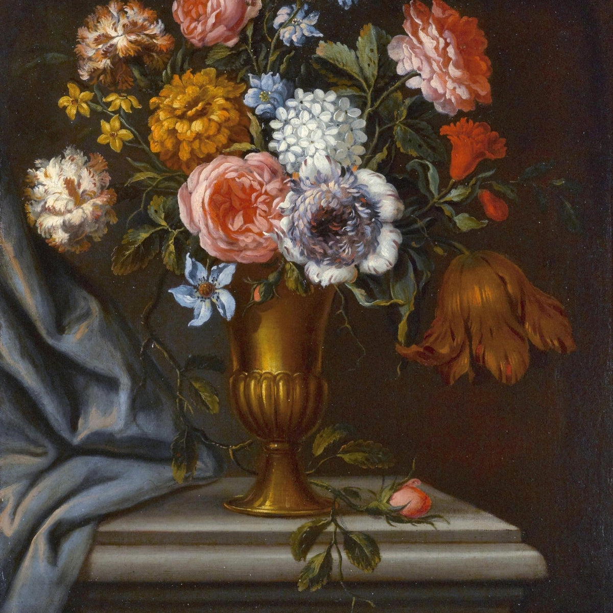 Classic Flower Bouquet in Gold Vase – Floral Oil Painting - Oil Painting Haven