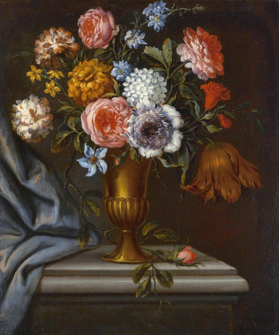 Classic Flower Bouquet in Gold Vase – Floral Oil Painting - Oil Painting Haven