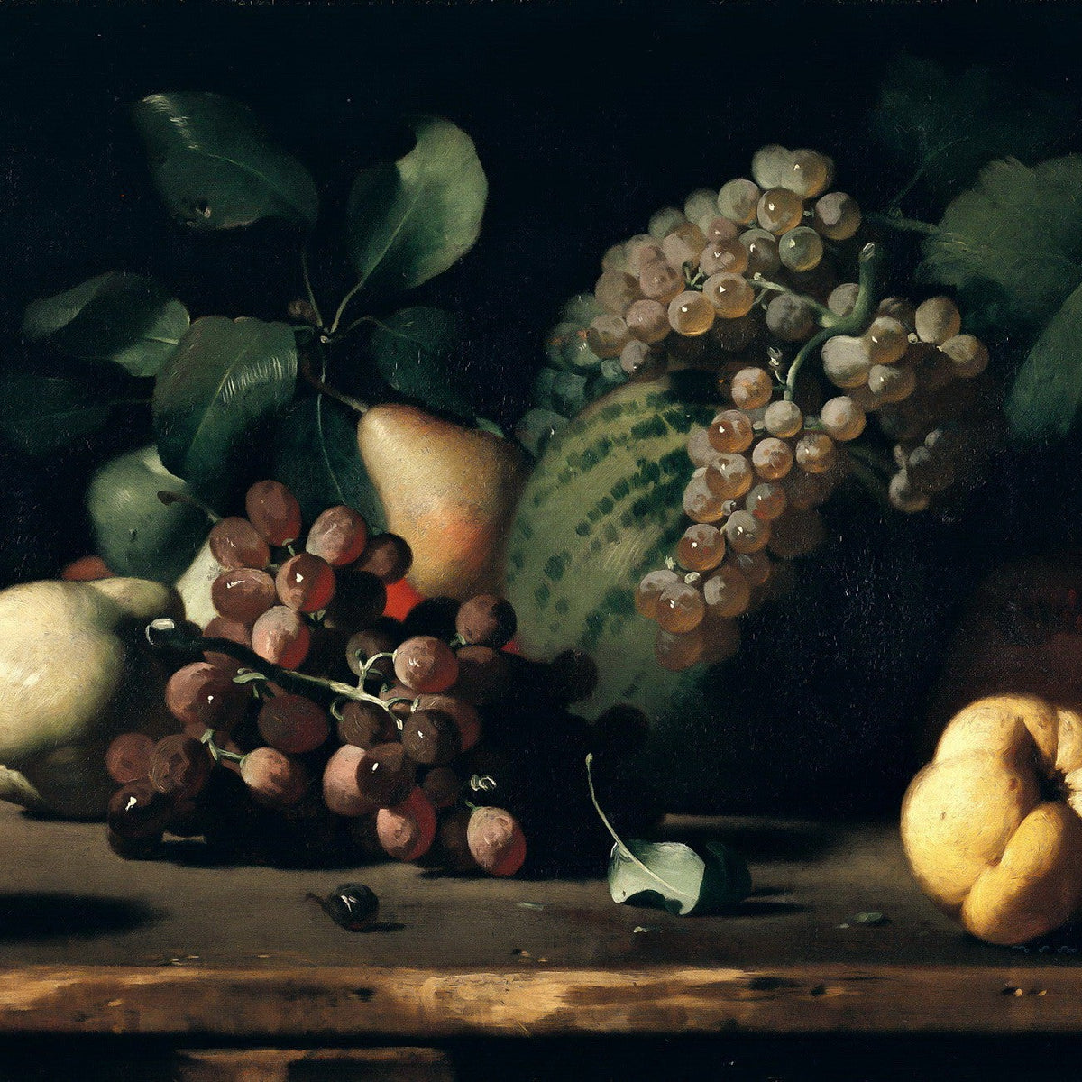 Classic Fruit and Grapes Table Scene - Still Life Oil Painting - Oil Painting Haven