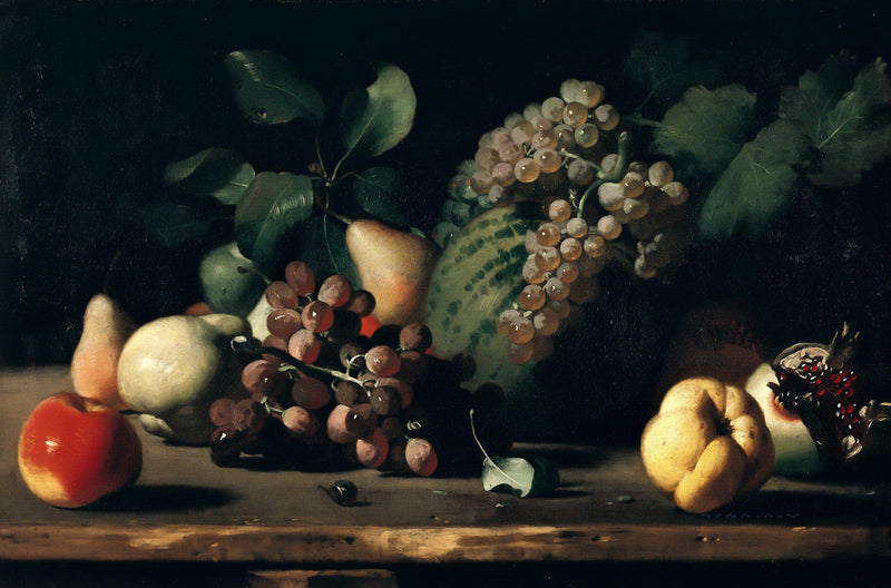 Classic Fruit and Grapes Table Scene - Still Life Oil Painting - Oil Painting Haven