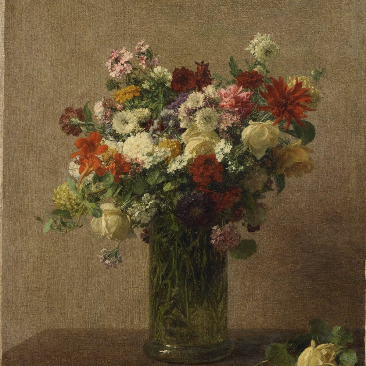 Classic Mixed Flower Bouquet in Glass Vase – Floral Oil Painting - Oil Painting Haven