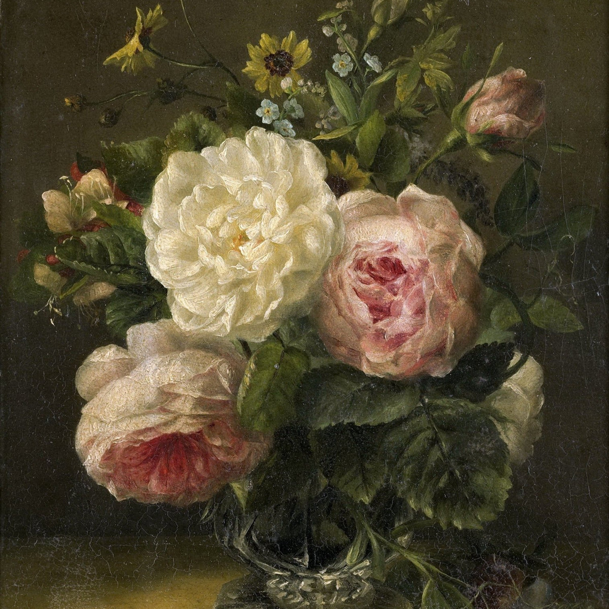 Classic Roses in Crystal Vase Still Life – Floral Oil Painting - Oil Painting Haven