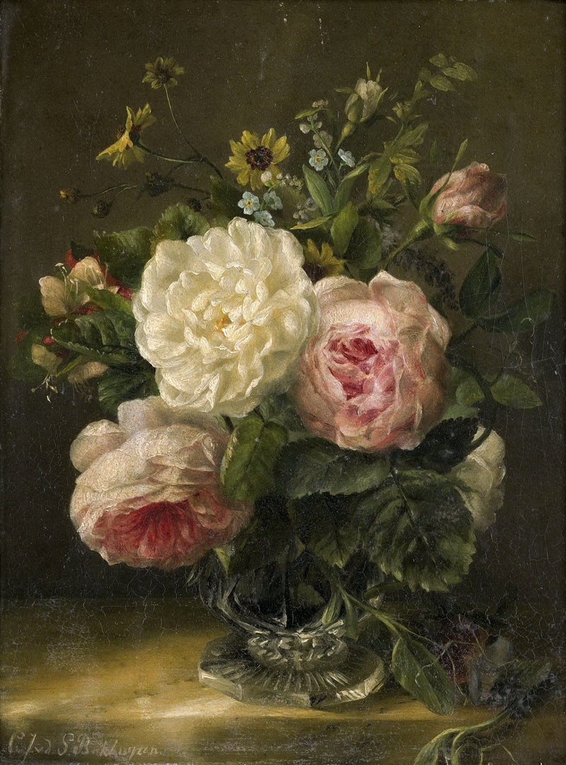 Classic Roses in Crystal Vase Still Life – Floral Oil Painting - Oil Painting Haven