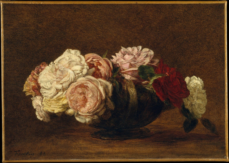 Classic Roses in Dark Vase Still Life – Floral Oil Painting - Oil Painting Haven