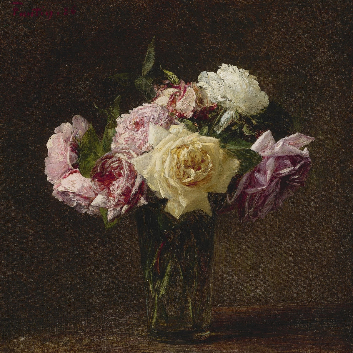 Classic Roses in Glass Vase Still Life - Floral Oil Painting - Oil Painting Haven