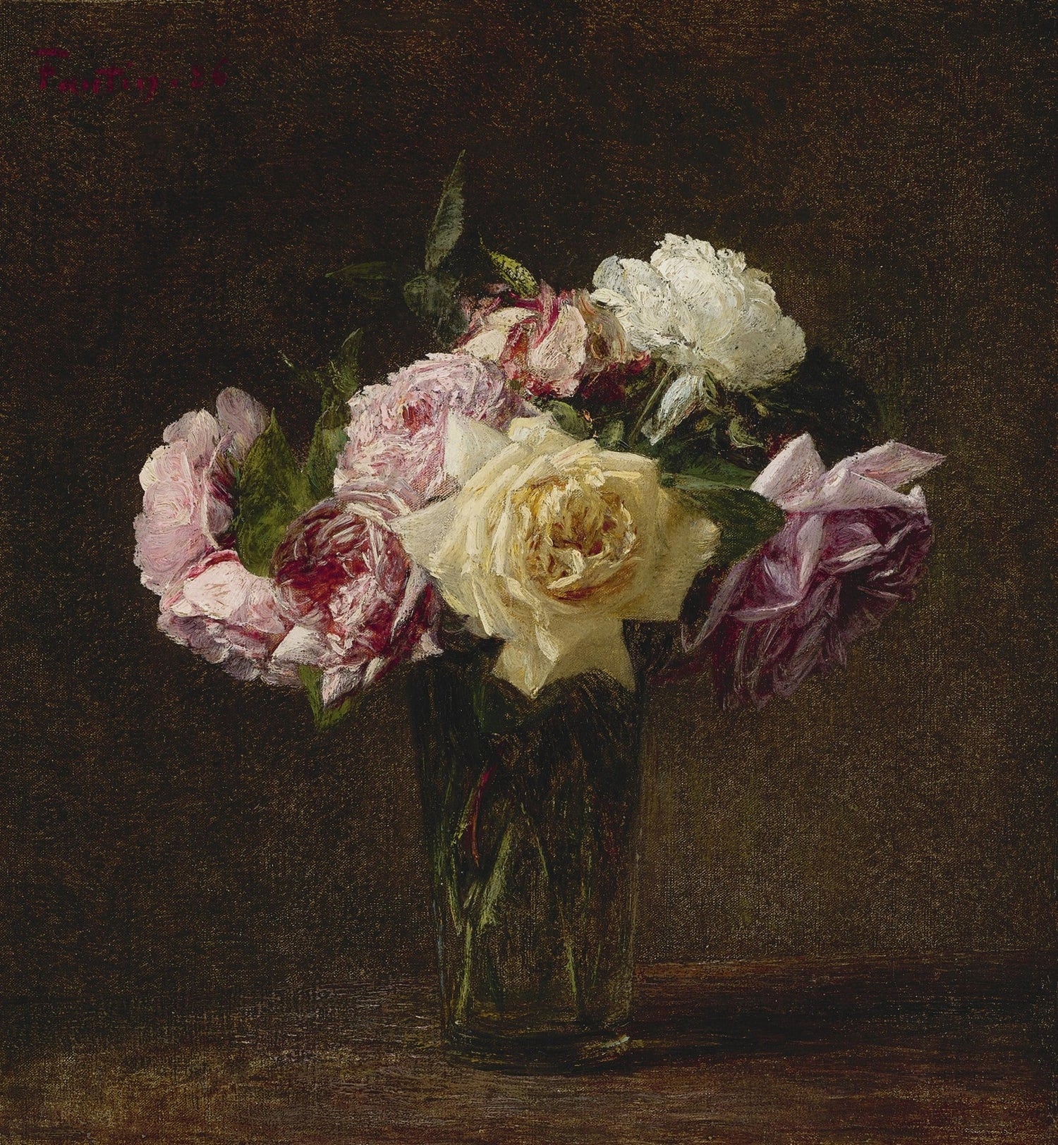 Classic Roses in Glass Vase Still Life - Floral Oil Painting - Oil Painting Haven
