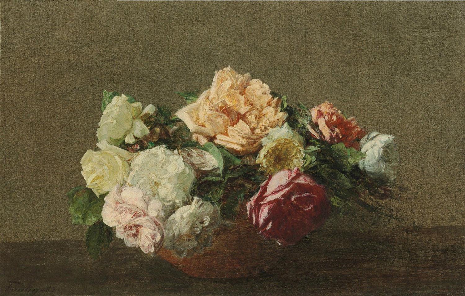Classic Roses Still Life on Tabletop – Floral Oil Painting - Oil Painting Haven