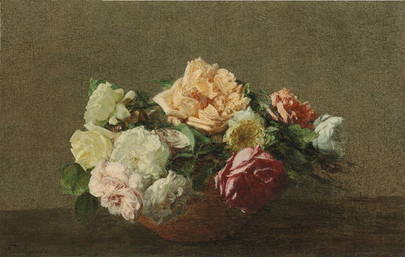 Classic Roses Still Life on Tabletop – Floral Oil Painting - Oil Painting Haven
