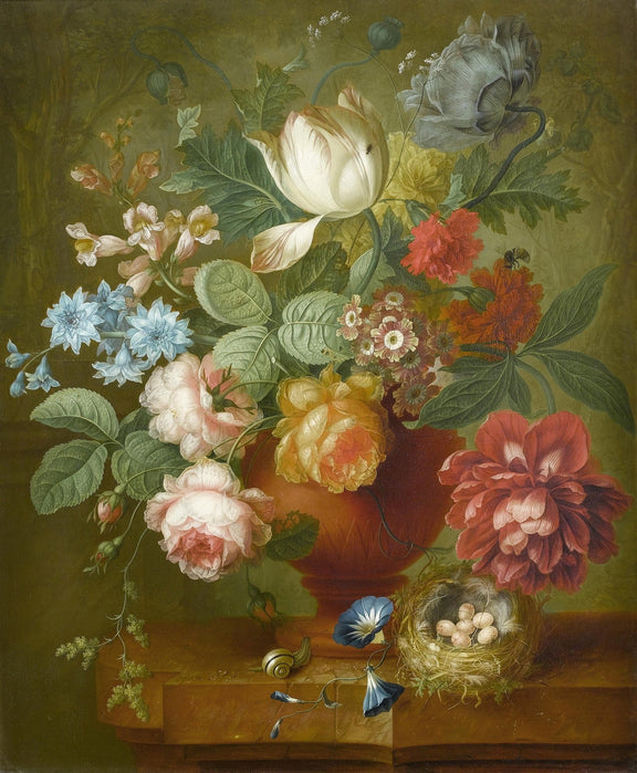 Classic Tulip and Rose Still Life in Vase – Floral Oil Painting - Oil Painting Haven