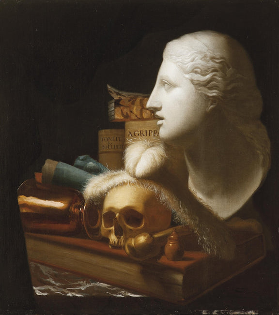 Classical Bust, Skull and Books - Still Life Oil Painting - Oil Painting Haven