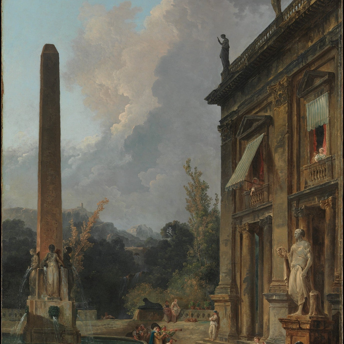 Classical Palace Courtyard with Fountain - Landscape Oil Painting - Oil Painting Haven
