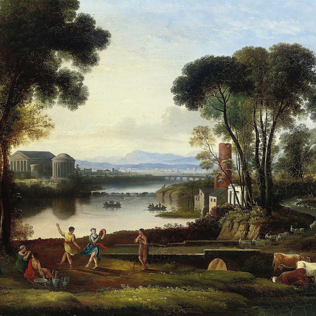 Classical River Scene with Figures - Landscape Oil Painting - Oil Painting Haven