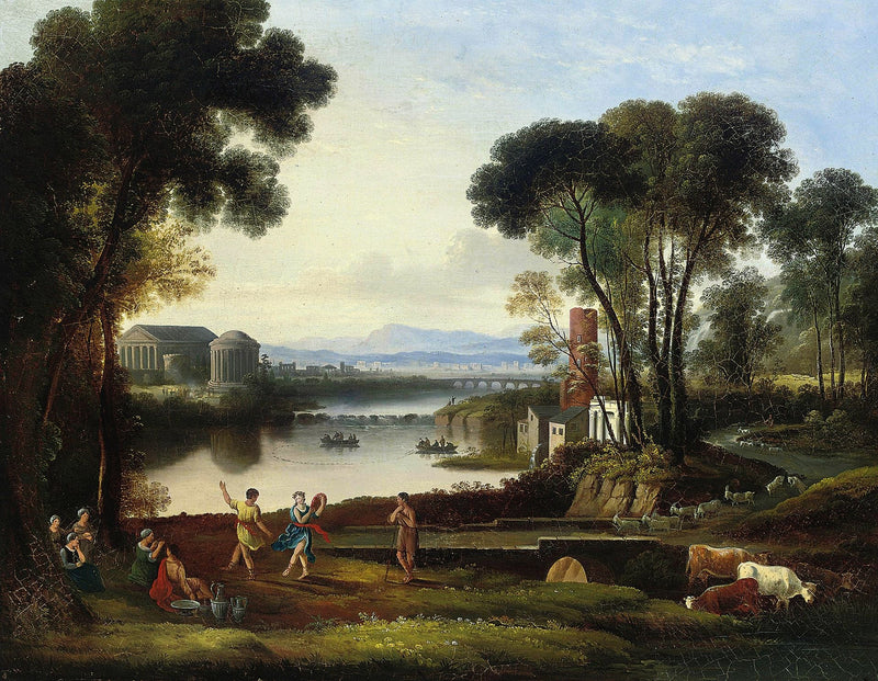 Classical River Scene with Figures - Landscape Oil Painting - Oil Painting Haven