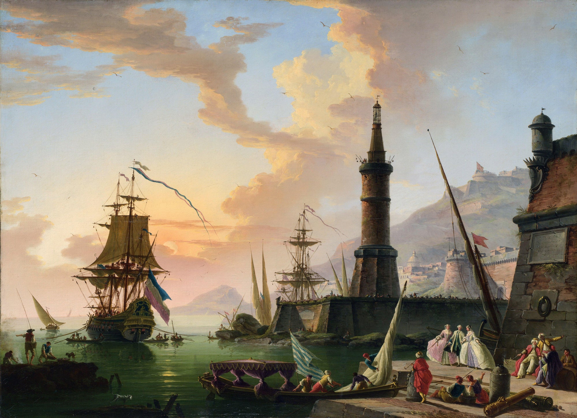 Claude Joseph Vernet-A Seaport - Oil Painting Haven