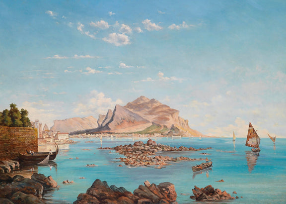 Coastal Harbor with Sailboats | Hand - Painted Seascape Oil Painting - Oil Painting Haven