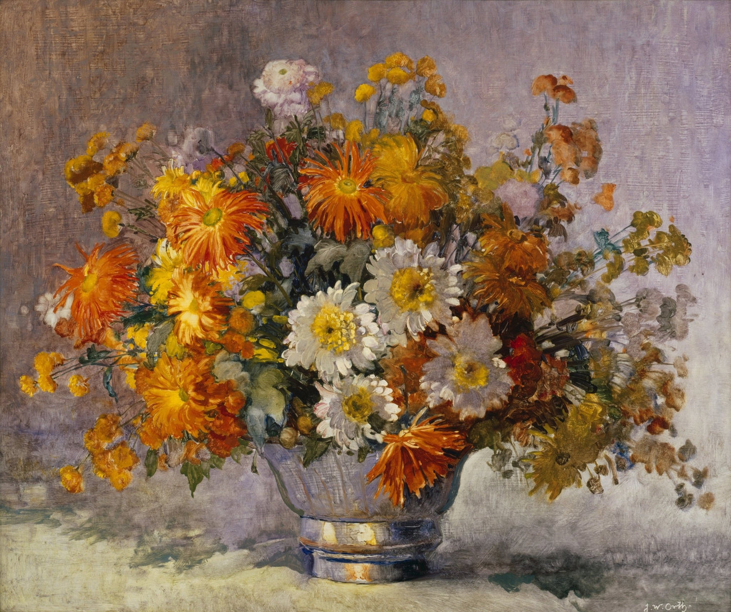 Colorful Chrysanthemums Still Life Hand Painted - Floral Oil Painting - Oil Painting Haven