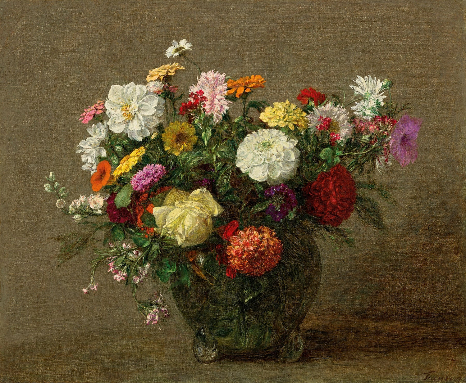 Colorful Garden Flowers in Vase Still Life - Floral Oil Painting - Oil Painting Haven