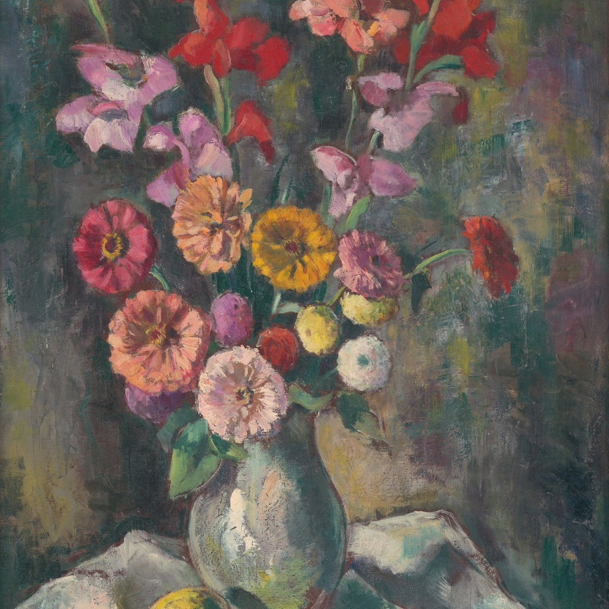 Colorful Wildflower Bouquet in Glass Vase - Floral Oil Painting - Oil Painting Haven
