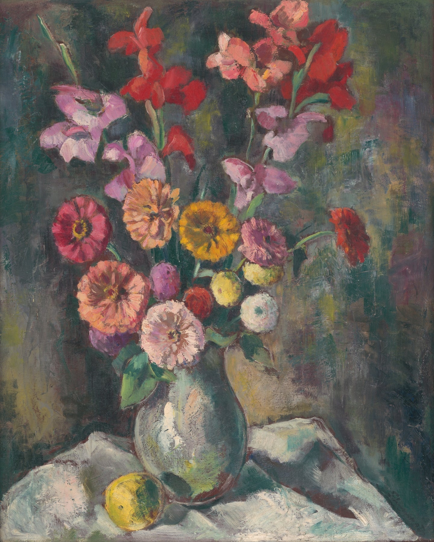 Colorful Wildflower Bouquet in Glass Vase - Floral Oil Painting - Oil Painting Haven