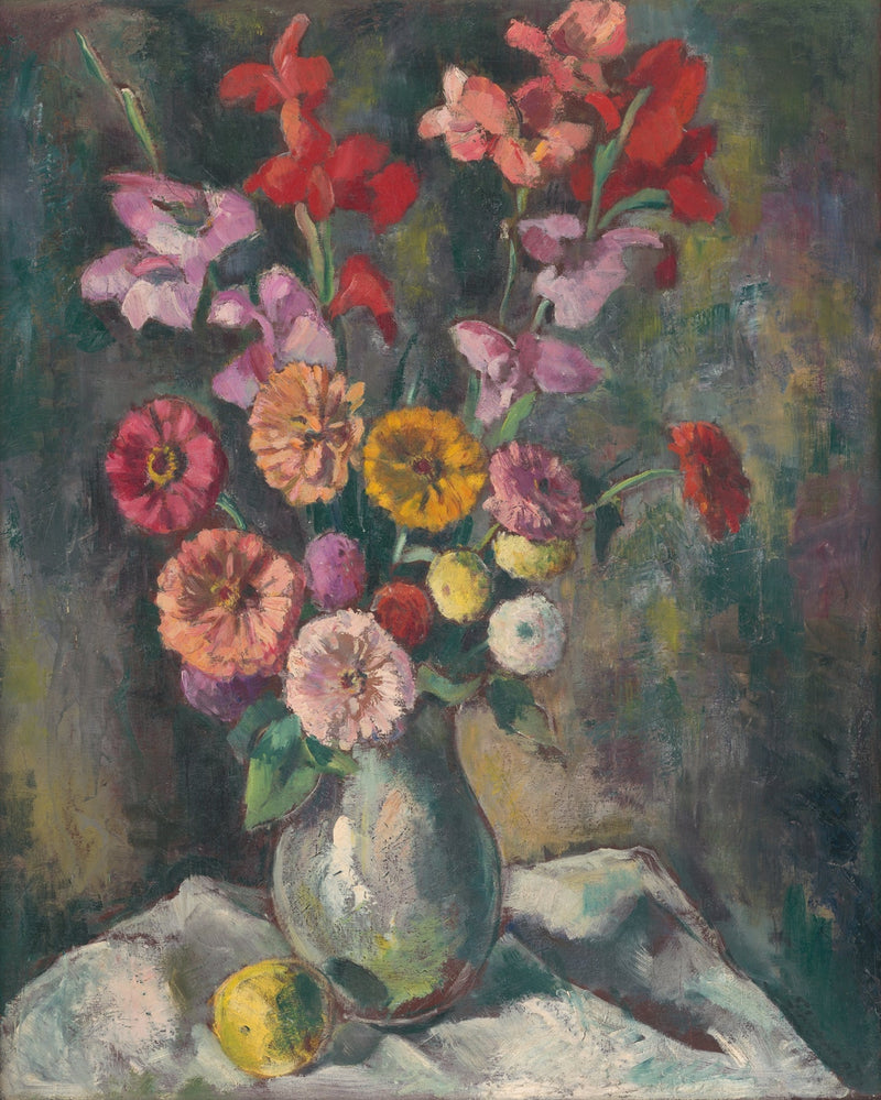 Colorful Wildflower Bouquet in Glass Vase - Floral Oil Painting - Oil Painting Haven