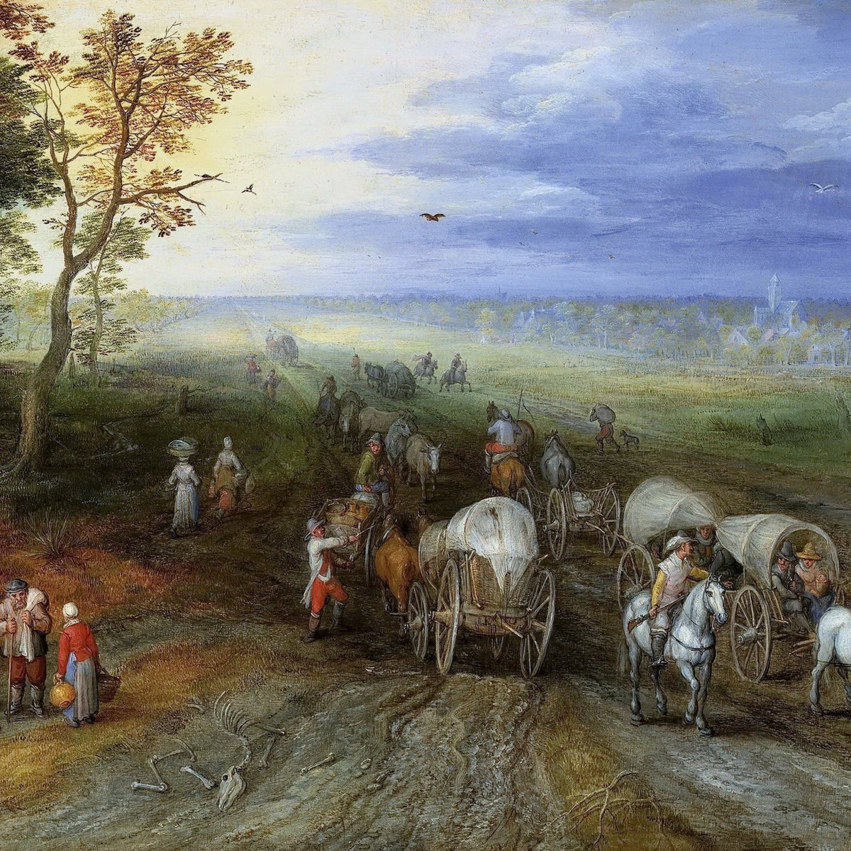 Country Caravan with Wagons and Travelers - People Oil Painting - Oil Painting Haven